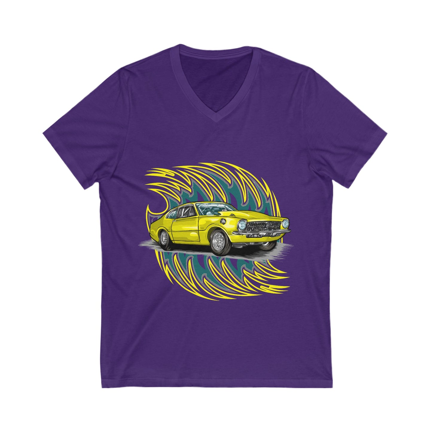 Retro Car Vibes Unisex V-Neck Tee - Perfect T-shirt for Auto Enthusiasts - CreativeRino