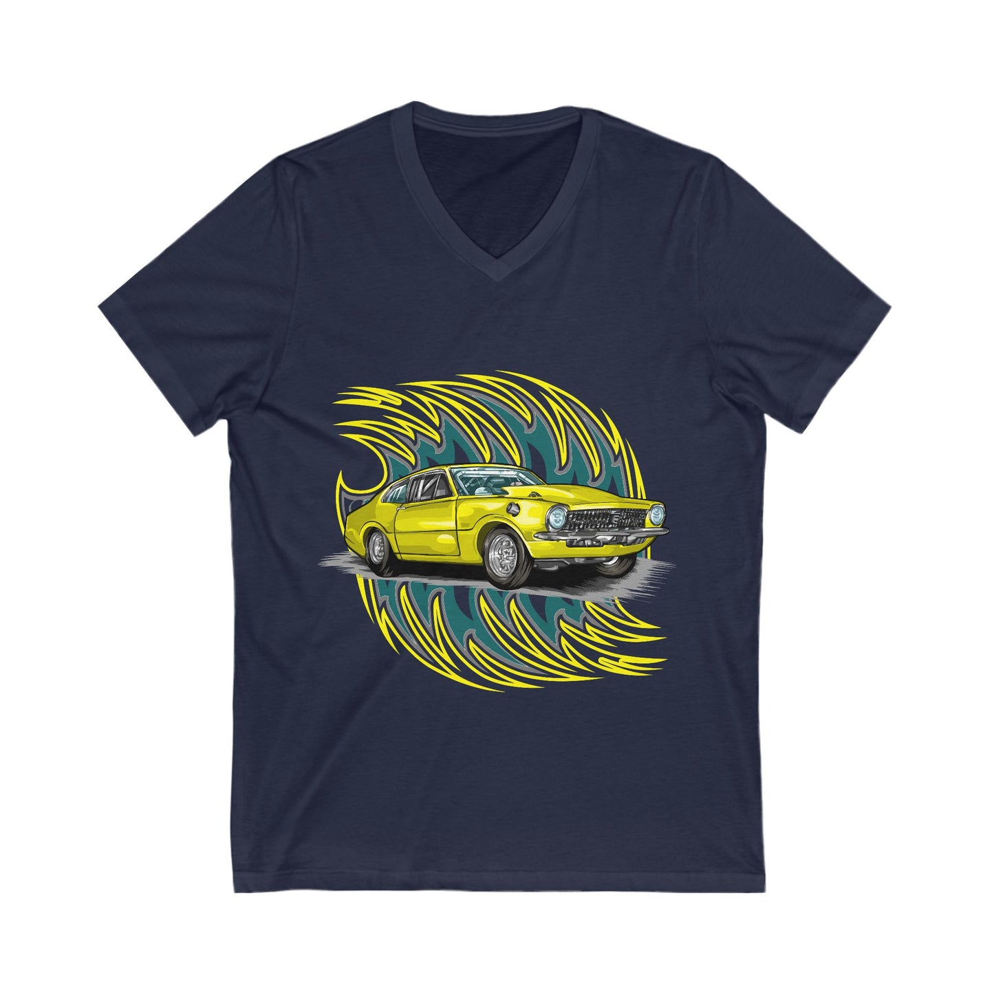 Retro Car Vibes Unisex V-Neck Tee - Perfect T-shirt for Auto Enthusiasts - CreativeRino