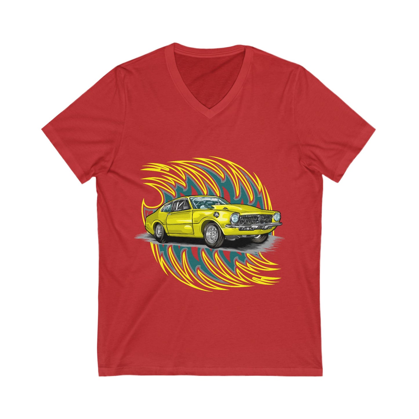Retro Car Vibes Unisex V-Neck Tee - Perfect T-shirt for Auto Enthusiasts - CreativeRino