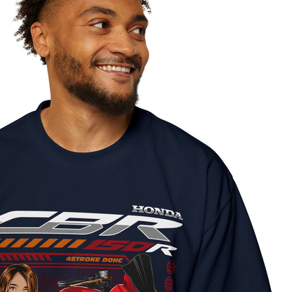 Men's Heavy Oversized Tee - Stop Waiting Start Winning - Honda Motorcycle Graphic T-shirt - CreativeRino