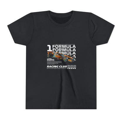 Formula 1 Racing Club Youth Tee - Cool Black Short Sleeve T-shirt for Young Fans - CreativeRino