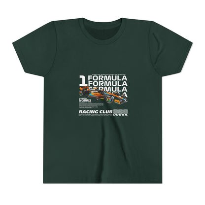 Formula 1 Racing Club Youth Tee - Cool Black Short Sleeve T-shirt for Young Fans - CreativeRino