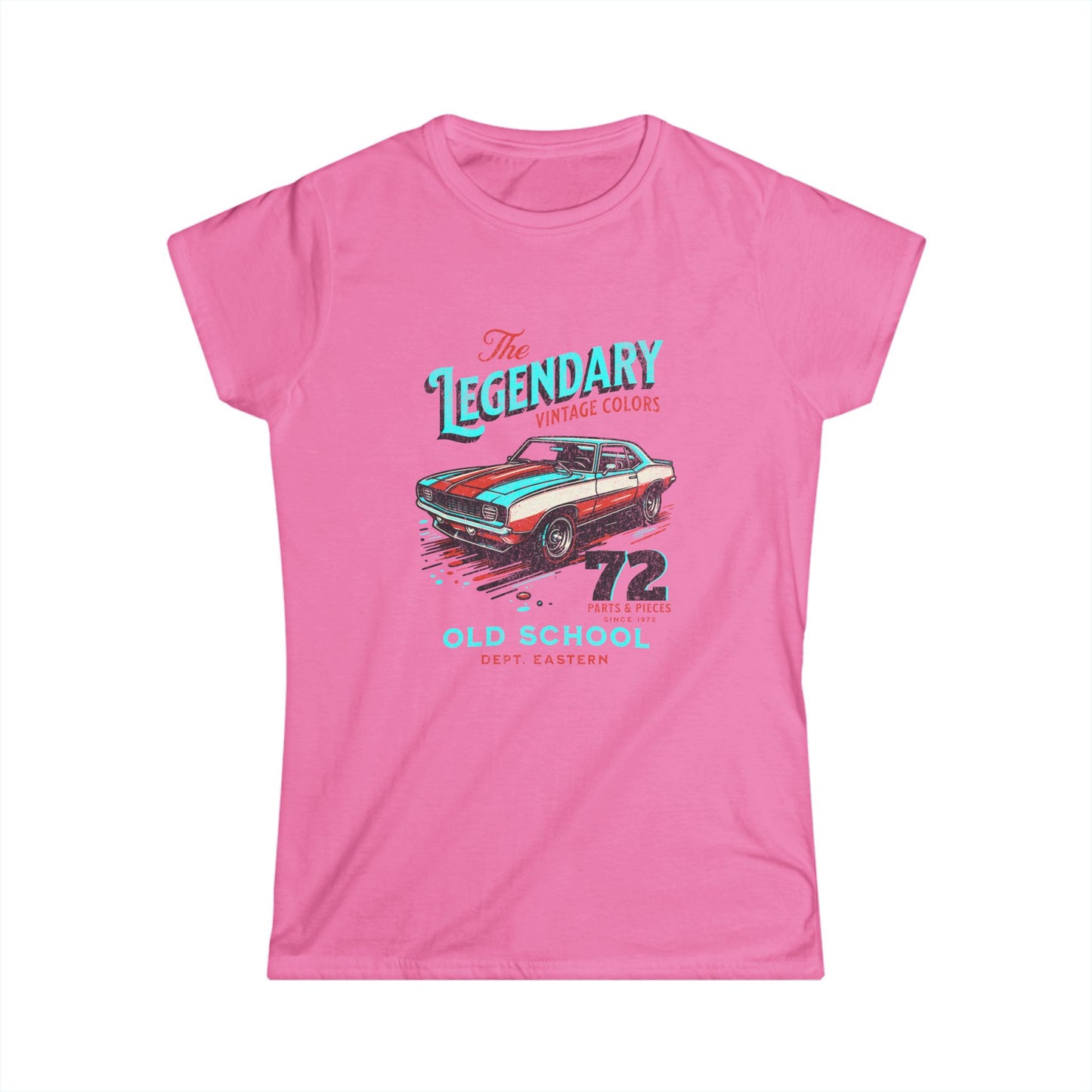 Vintage Car Graphic Women's Softstyle Tee - 'The Legendary Old School' T-shirt - CreativeRino