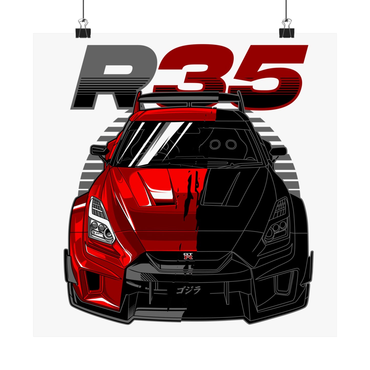 R35 Racer Car Matte Square Poster - Bold Car Art for Auto Enthusiasts - CreativeRino