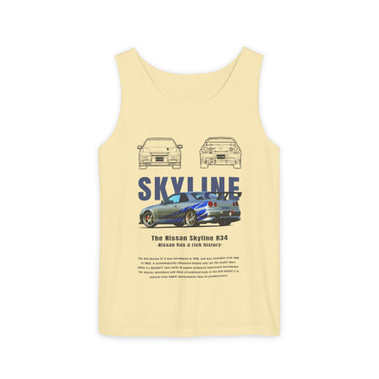 Nissan Skyline Garment-Dyed Tank Top - Vintage Car Enthusiast T-shirt - CreativeRino