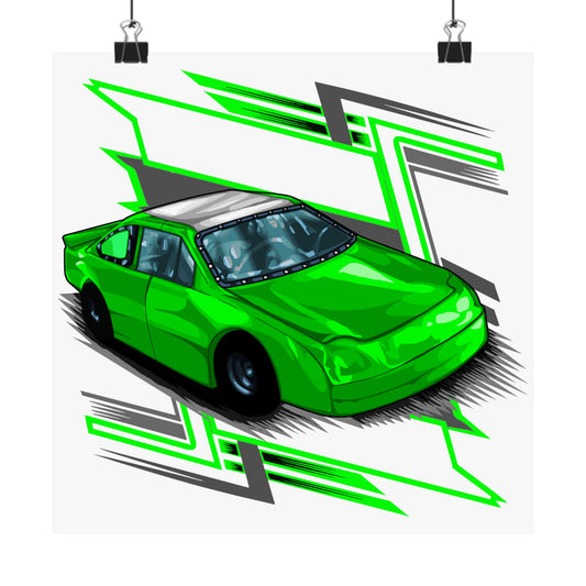 Vibrant Racing Car Matte Square Poster - Perfect for Car Enthusiasts and Gamers - CreativeRino
