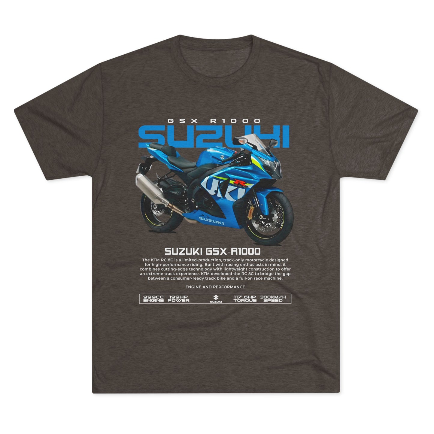 Suzuki GSX-R1000 Motorcycle Unisex Tri-Blend Crew T-shirt - Comfortable & Stylish Biker Apparel - CreativeRino