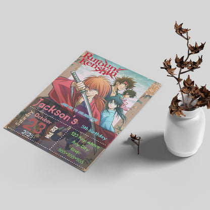 Rurouni Kenshin Birthday Invitation Template - CreativeRino