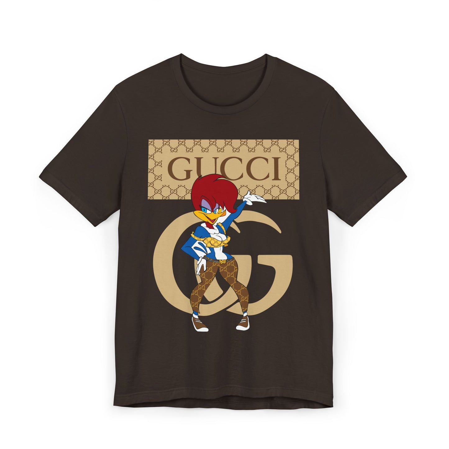 Trendy Cartoon Graphic Unisex Jersey T-Shirt - Gucci Inspired Art - CreativeRino