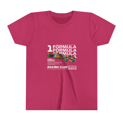 Formula 1 Racing Club Youth Tee - Cool Black Short Sleeve T-shirt for Young Fans - CreativeRino