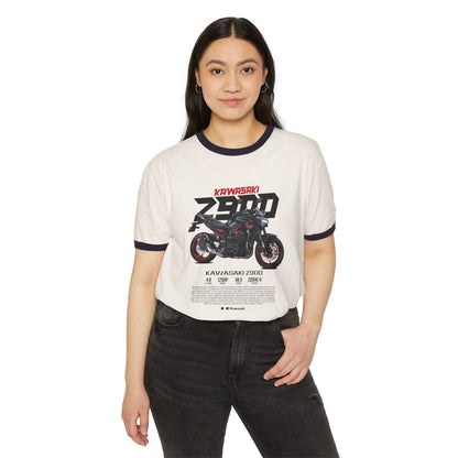 Kawasaki Z900 Motorcycle Unisex Cotton Ringer T-Shirt - Perfect Tee Gift for Riders & Motorsports Enthusiasts - CreativeRino