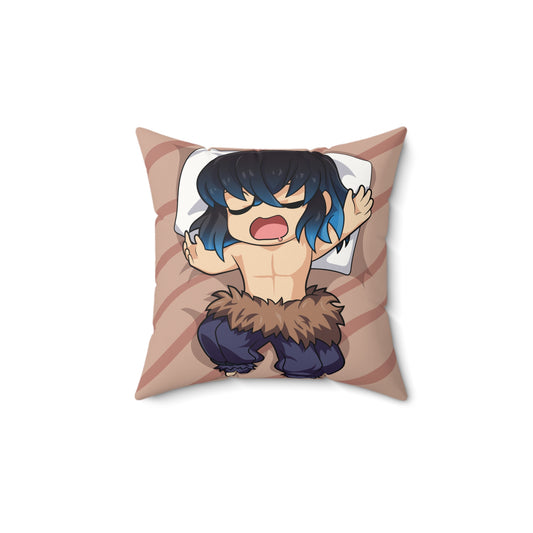 Cute Anime Faux Suede Square Pillow – Demon Slayer Cozy Bedroom Decor - CreativeRino