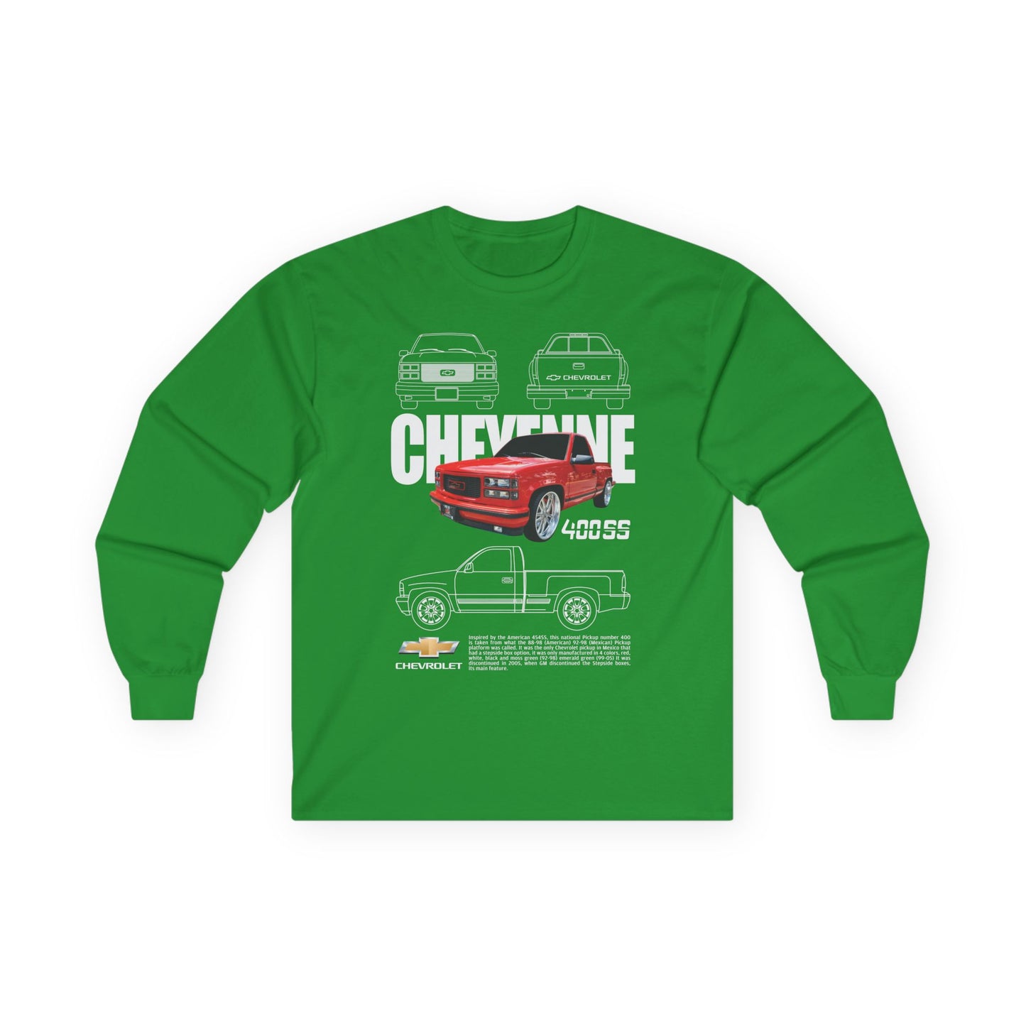 Chevy Cheyenne 400SS Long Sleeve Tee - Classic Vintage Car Design - CreativeRino