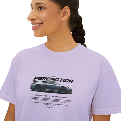 Porsche 718 Cayman Women Boxy Tee - Porsche Perfection Graphic T-shirt - CreativeRino