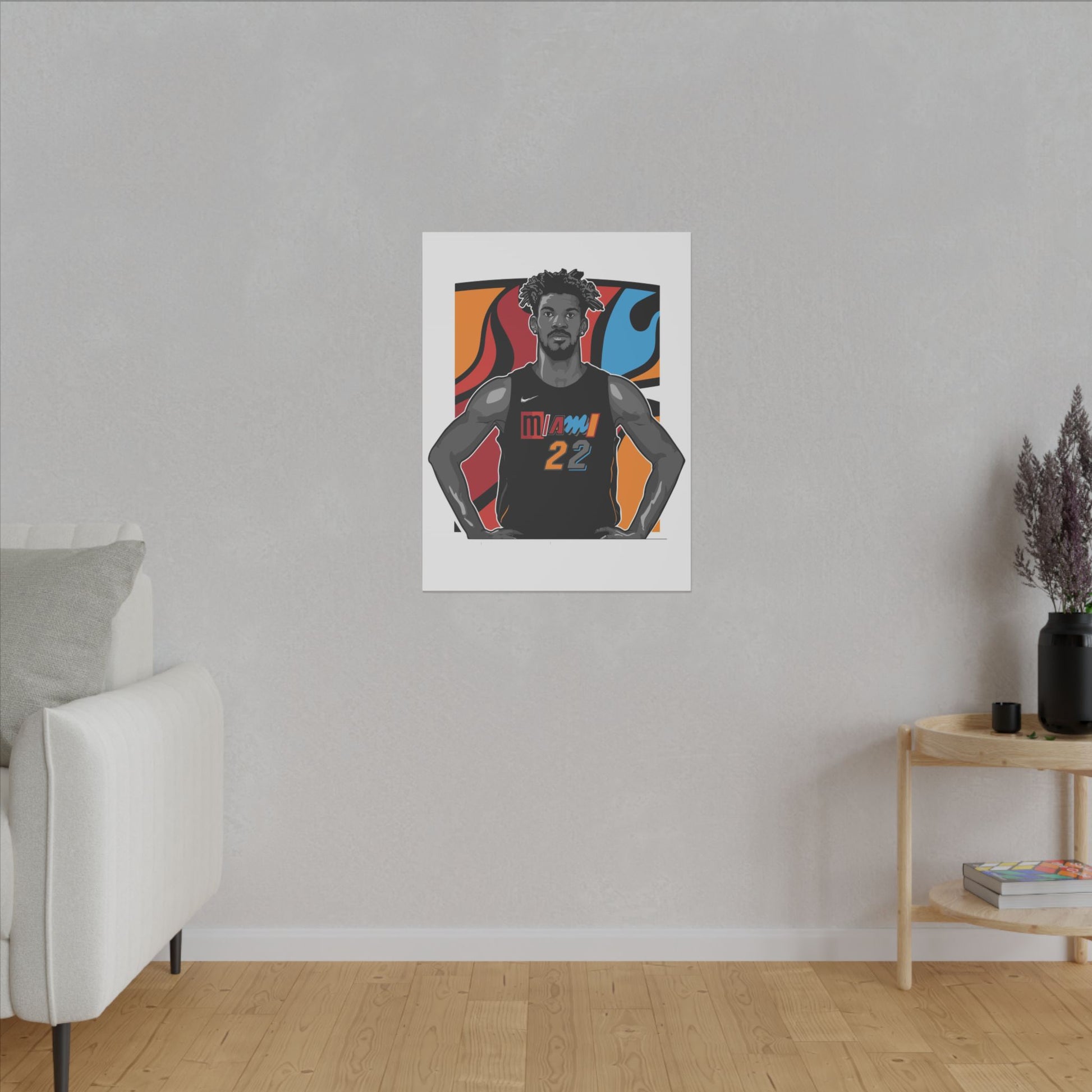 Miami Basketball Canvas Art - Stretched Matte Print of Player #22 - CreativeRino