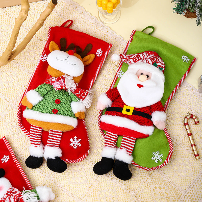 Whimsical 3D Long Legs Christmas Socks | Cartoon Santa Claus Gift Bag & Hanging Decoration Pendant eprolo