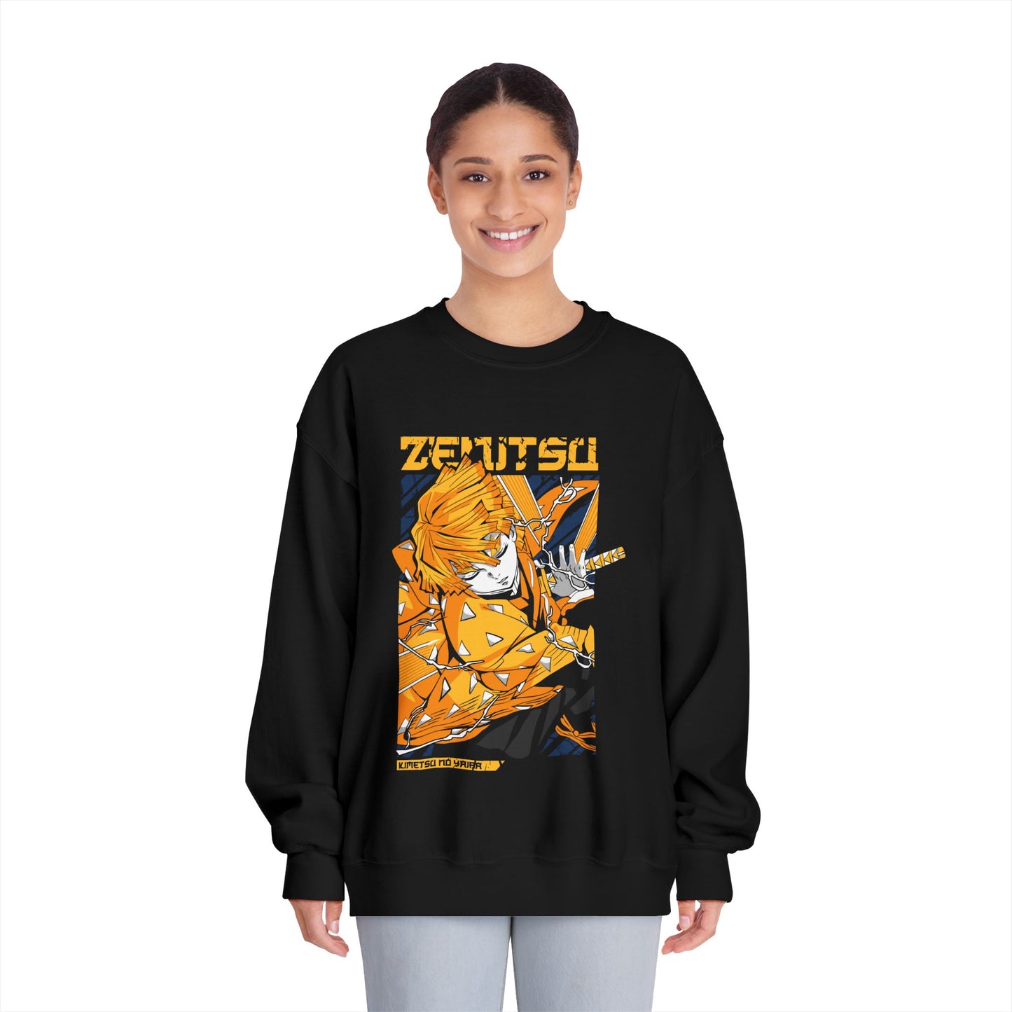 Zenitsu Agatsuma Anime Unisex Crewneck Sweatshirt - Demon Slayer Perfect for Fans - CreativeRino