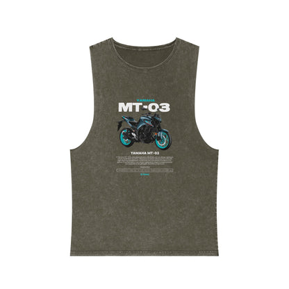 Yamaha MT-03 Unisex Stonewash Tank Top - Perfect T-shirt for Motorcycle Enthusiasts - CreativeRino