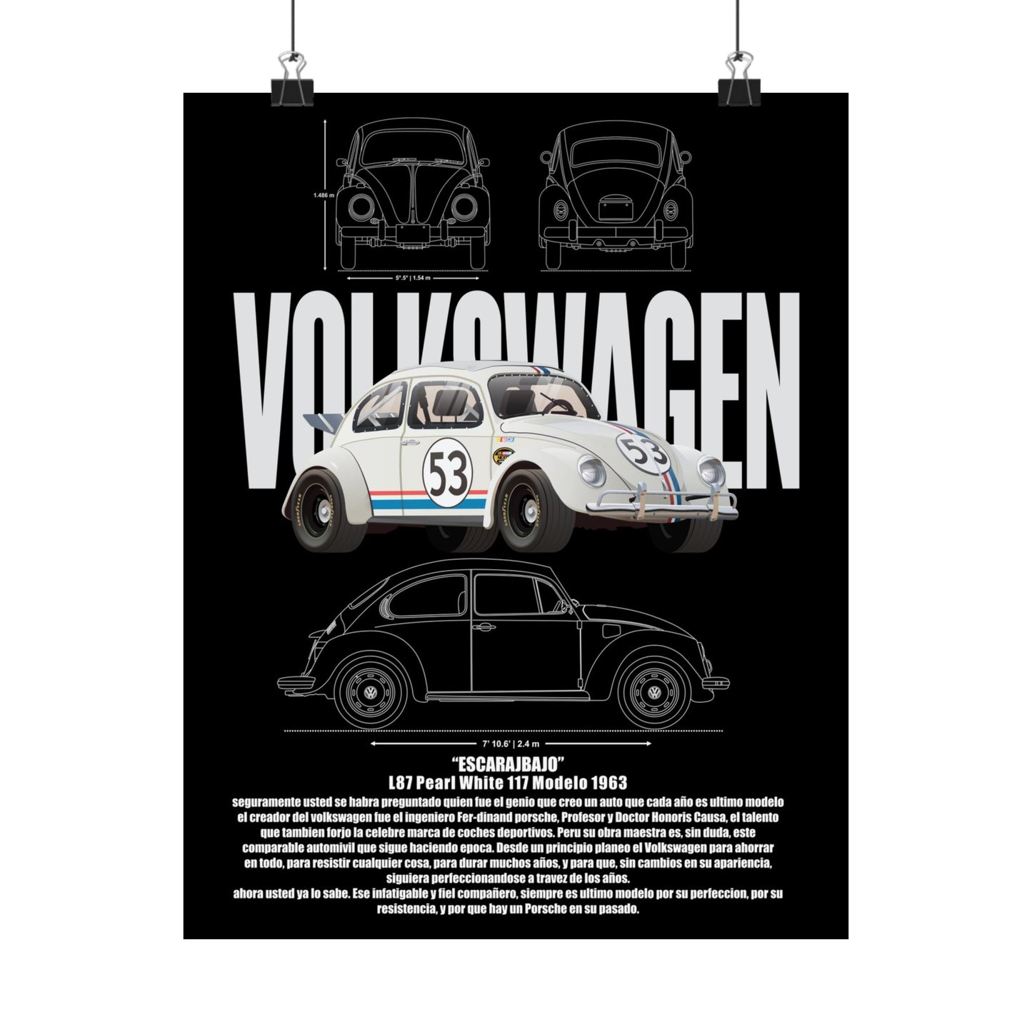 Classic Volkswagen Matte Vertical Poster - Retro Car Wall Art - CreativeRino