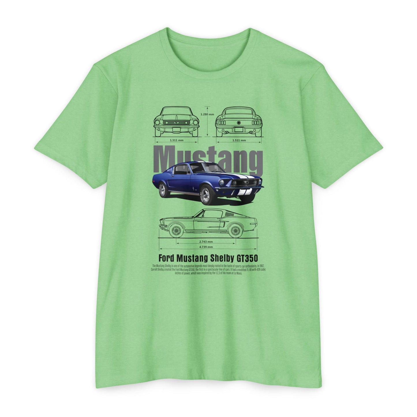 Mustang Shelby GT350 T-Shirt - Vintage Car Design T-shirt for Auto Enthusiasts - CreativeRino