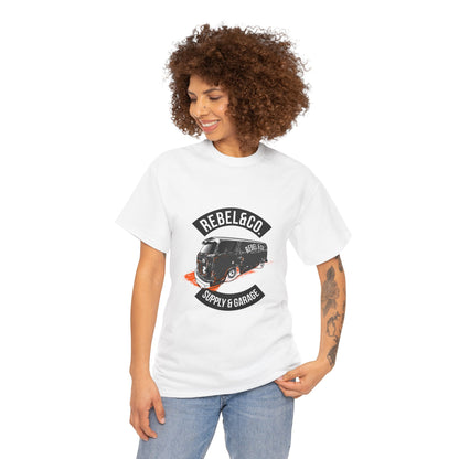 Rebel & Co. Supply Van Unisex Heavy Cotton Tee - Vintage Garage Style T-shirt - CreativeRino