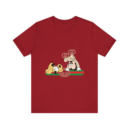 Playful Baby Mickey Mouse Cartoon Gucci Graphic Tee - Fun Unisex Short Sleeve T-shirt - CreativeRino