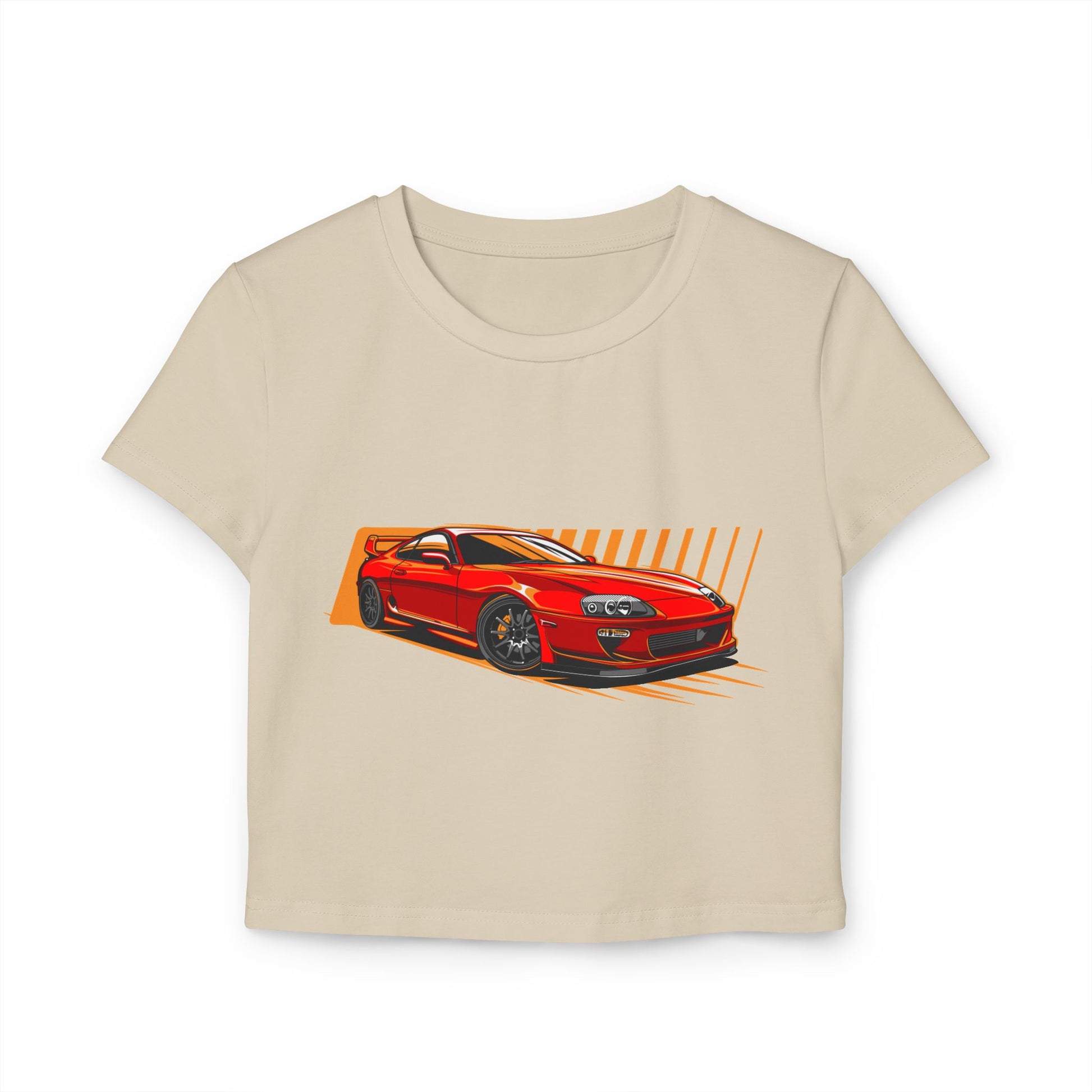 Women's Car Enthusiast Baby Tee - Sporty Red Racing Design - CreativeRino