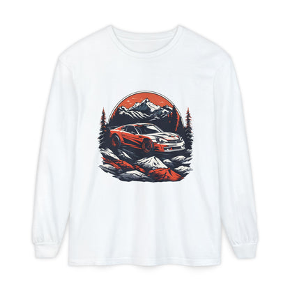 Mountain Adventure Long Sleeve T-Shirt - Unisex Garment-Dyed Shirt - CreativeRino