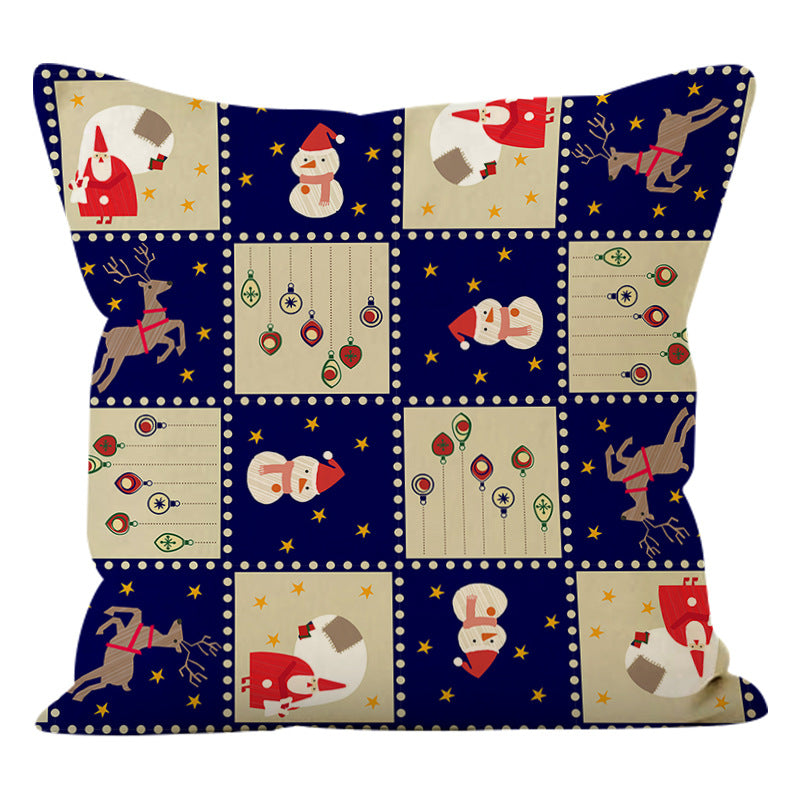 Cute Cartoon Snowman Pillow Cover | Holiday Sofa Cushion for Living Room Decor