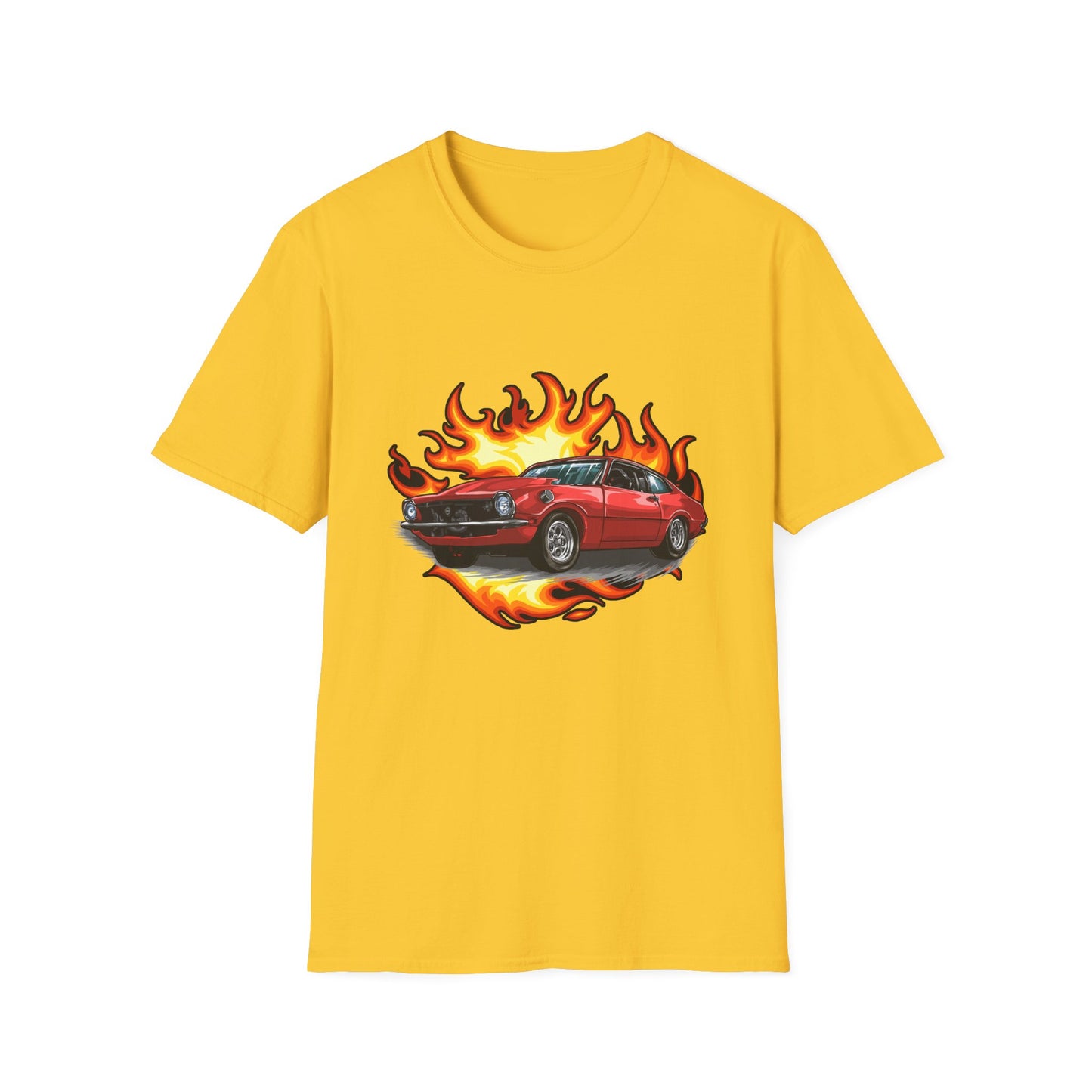 Retro Car Flames Unisex T-Shirt - CreativeRino