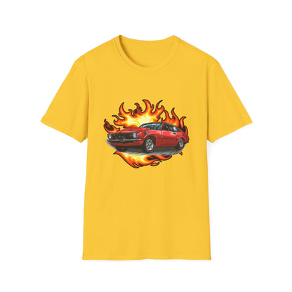 Retro Car Flames Unisex T-Shirt - CreativeRino