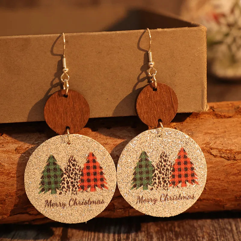 Lightweight PU Leather Christmas Tree Earrings | Festive Faux Dangle Jewelry eprolo