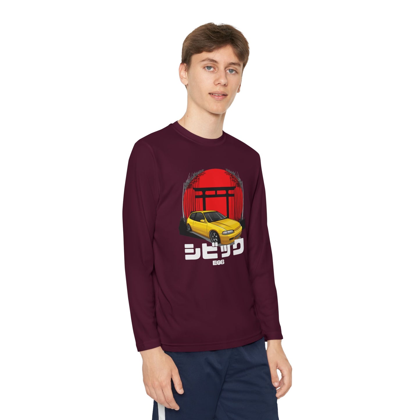 Civic Estilo Youth Long Sleeve Car Graphic Tee - Stylish & Sporty T-shirt Design - CreativeRino