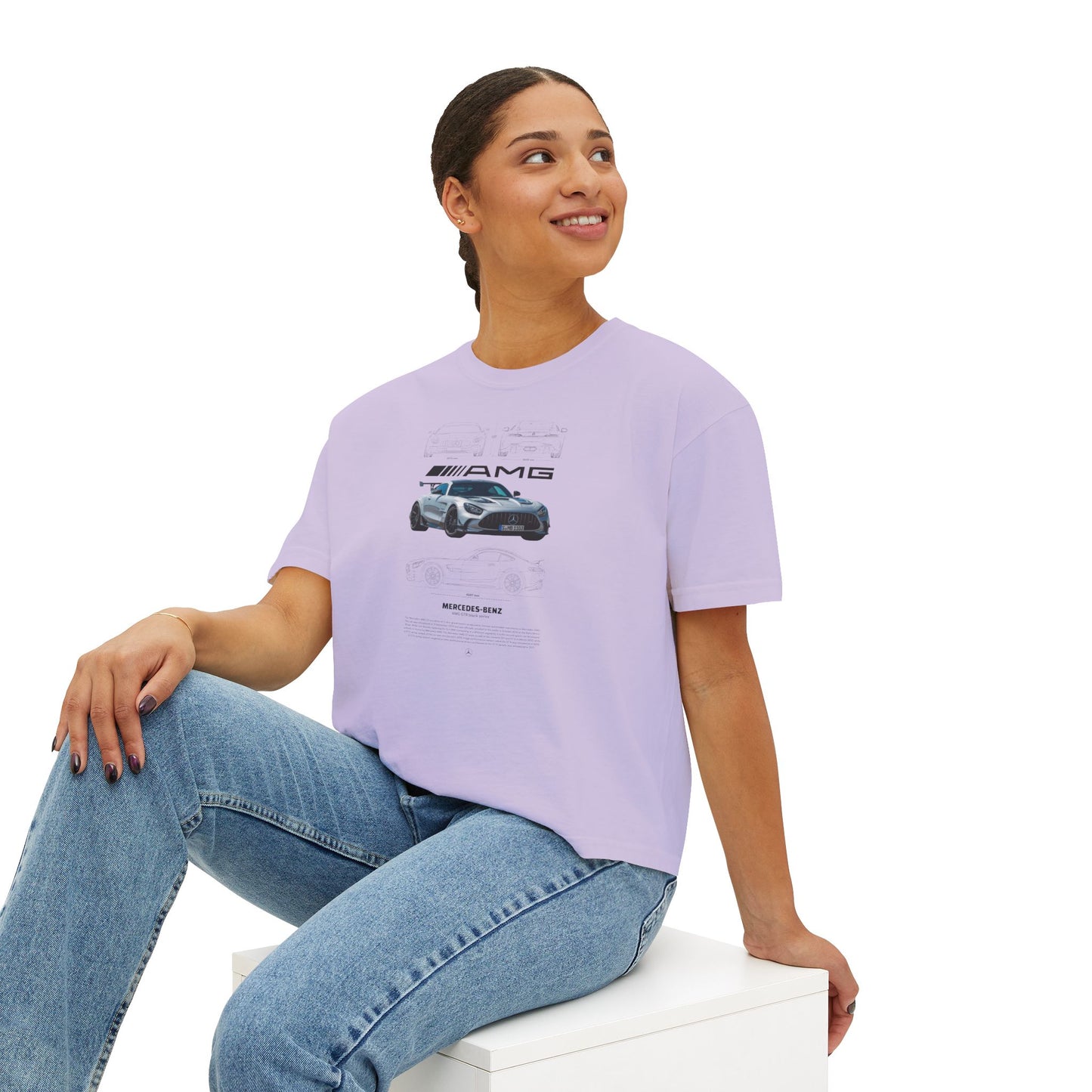Mercedes-Benz AMG Women's Boxy Tee - Stylish Racing-Inspired Design for Car Enthusiasts - CreativeRino