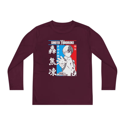 Shoto Todoroki Youth Long Sleeve Tee - My Hero Academia Graphic T-shirt for Anime Fans - CreativeRino