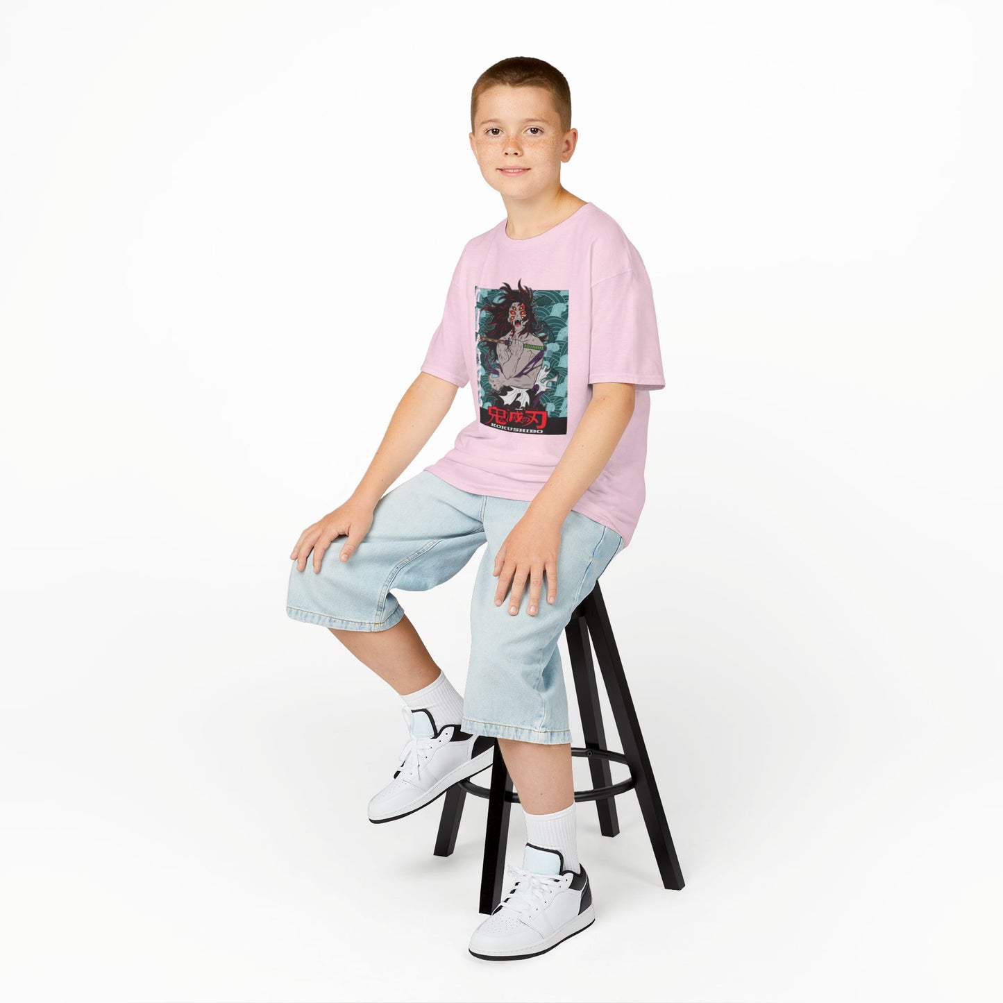 Anime-Inspired Kids Heavy Cotton Tee - Demon Slayer T-shirt - CreativeRino