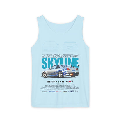 Nissan Skyline Unisex Garment-Dyed Tank Top - Cool Car Graphic T-shirt - CreativeRino