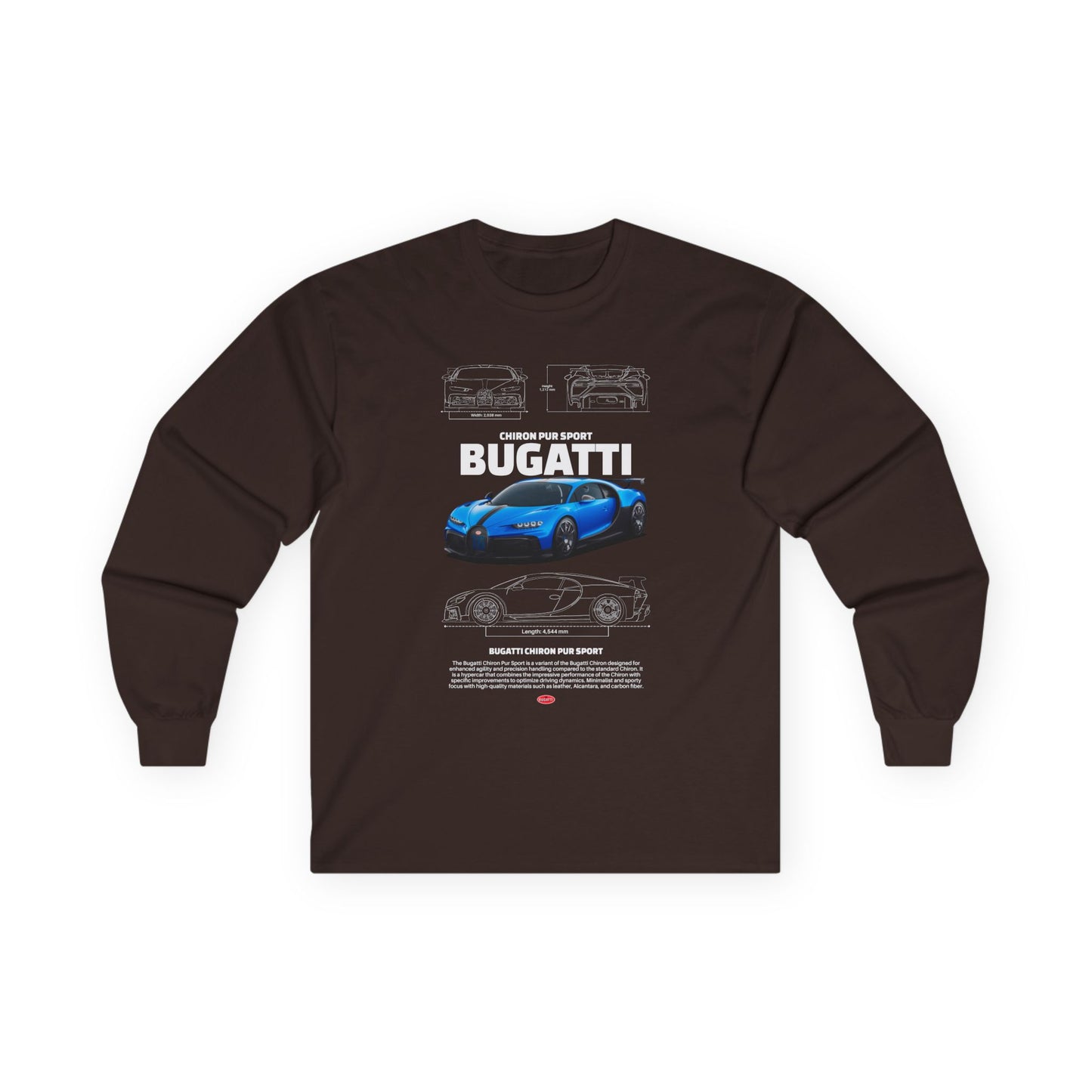Bugatti Sports Car Unisex Long Sleeve Tee - Perfect T-shirt for Car Enthusiasts - CreativeRino