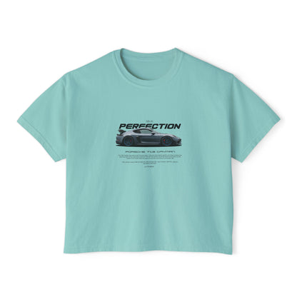 Porsche 718 Cayman Women Boxy Tee - Porsche Perfection Graphic T-shirt - CreativeRino