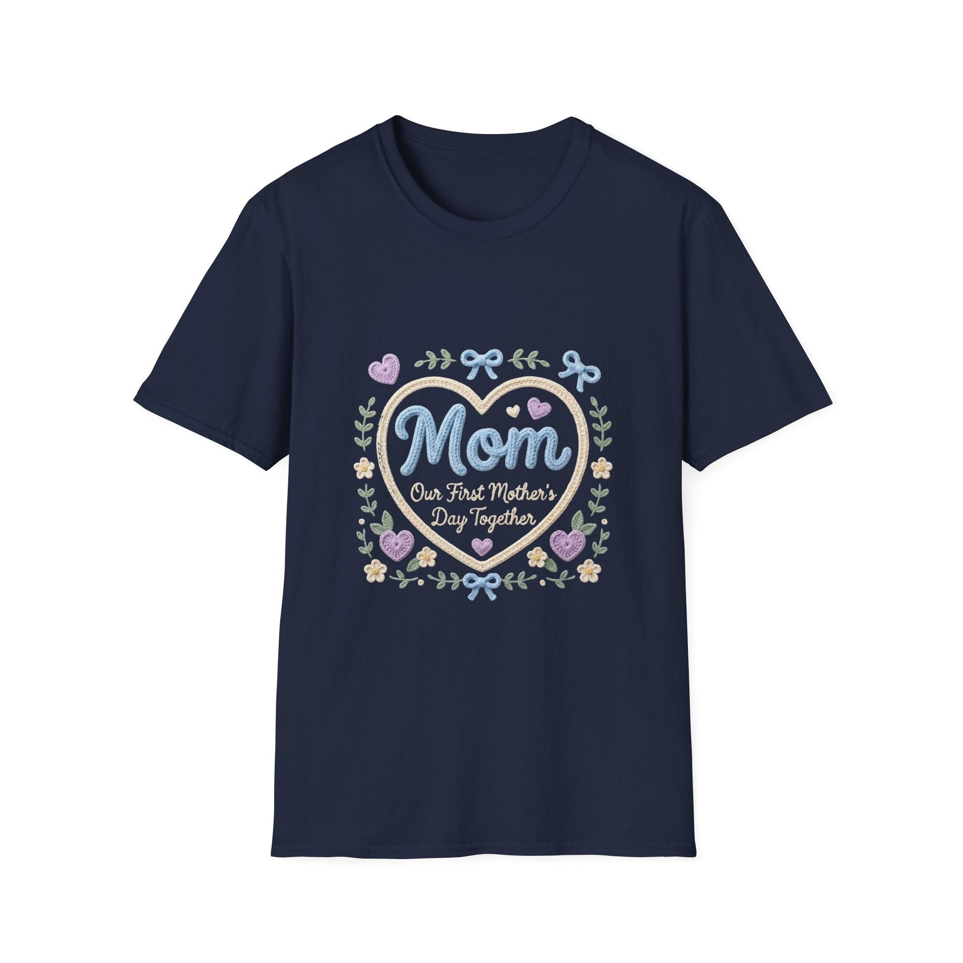 Mom Heart Floral T-Shirt — "Mom Our First Mother's Day Together" Gift Printify