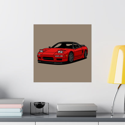 Sports Car Matte Vertical Poster - Red Sports Car Art for Auto Enthusiasts - CreativeRino