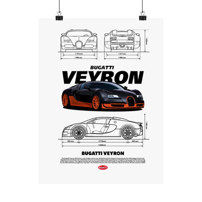 Luxury Bugatti Veyron Matte Poster - Modern Car Art for Enthusiasts - CreativeRino
