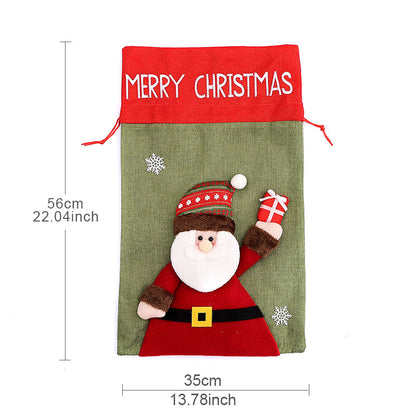 Santa Claus Drawstring Gift Bag | Children's Backpack Style Christmas Sack & Jewelry Pouch