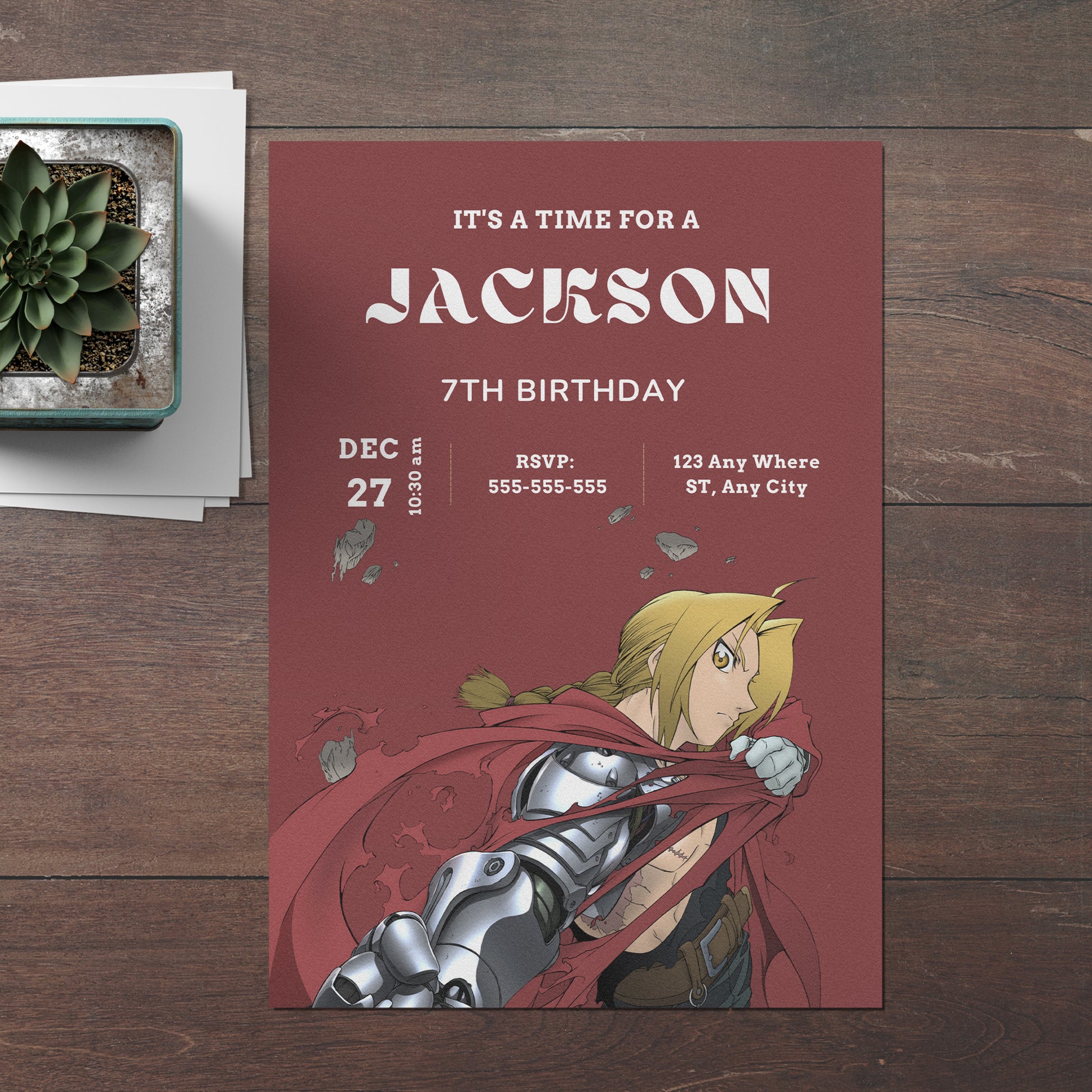 Fullmetal Alchemist  Birthday Invitation Template - CreativeRino