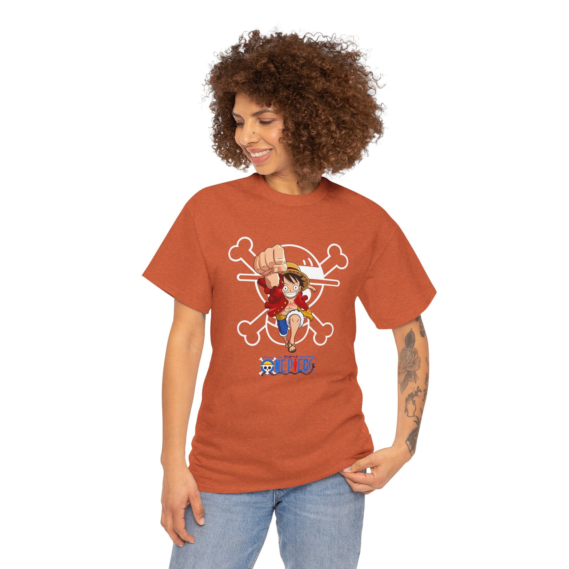 Anime Unisex Heavy Cotton Tee - One Piece T-shirt Pirate Theme - CreativeRino