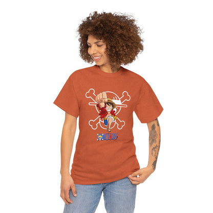 Anime Unisex Heavy Cotton Tee - One Piece T-shirt Pirate Theme - CreativeRino
