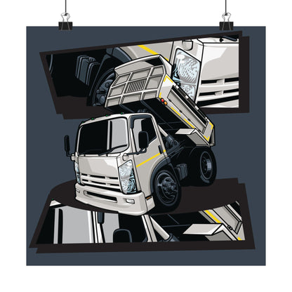 Industrial Truck Square Poster – Stylish Wall Art for Truck Lovers and Construction Enthusiasts - CreativeRino