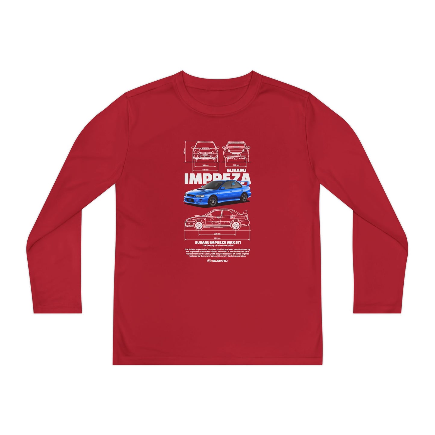 Subaru Impreza Youth Long Sleeve Tee - Coo l Car Design for Young Automotive Enthusiasts - CreativeRino
