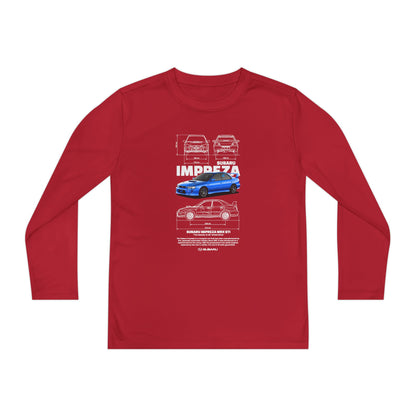 Subaru Impreza Youth Long Sleeve Tee - Coo l Car Design for Young Automotive Enthusiasts - CreativeRino