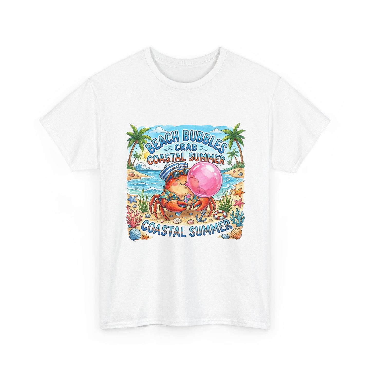 Beach Bubbles Crab Coastal Summer T-Shirt Printify